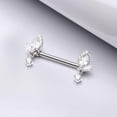 thumbnail image 2 of A Pair of Elegant Marquise Leaflet Dangle Sparkle Nipple Barbell, 2 of 5