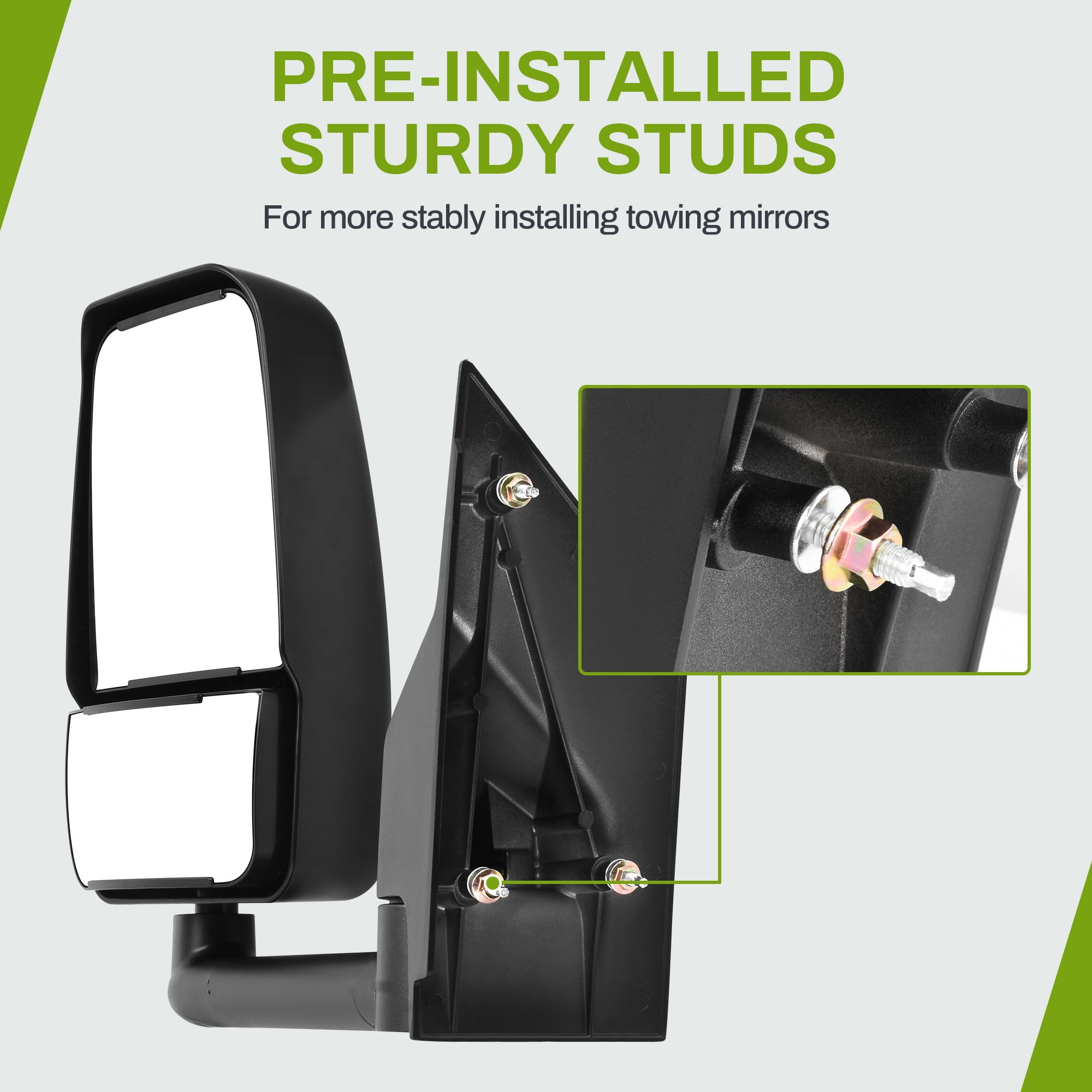 LEDKINGDOMUS Replacement Power Side Mirror Driver Left for Chevy Express GMC Savana 1500/2500/3500 2003-2019, Manual Folding Adjustable Convex Lens OE Fit Plug Play