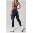 thumbnail image 4 of PISONIC Women Workout Sets Color Block Twist Back Layered Sports Bra Twist Waist Leggings Gym Yoga Outfits, 4 of 6