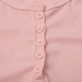 thumbnail image 5 of Women's Long Sleeve T-shirt 2023 Long Sleeve Shirts For Women V Neck Henley Tops Slim Fit Basic Ribbed Knit Button Down T Shirts Tops,Pink Women's Long sleeve T-shirt M, 5 of 9