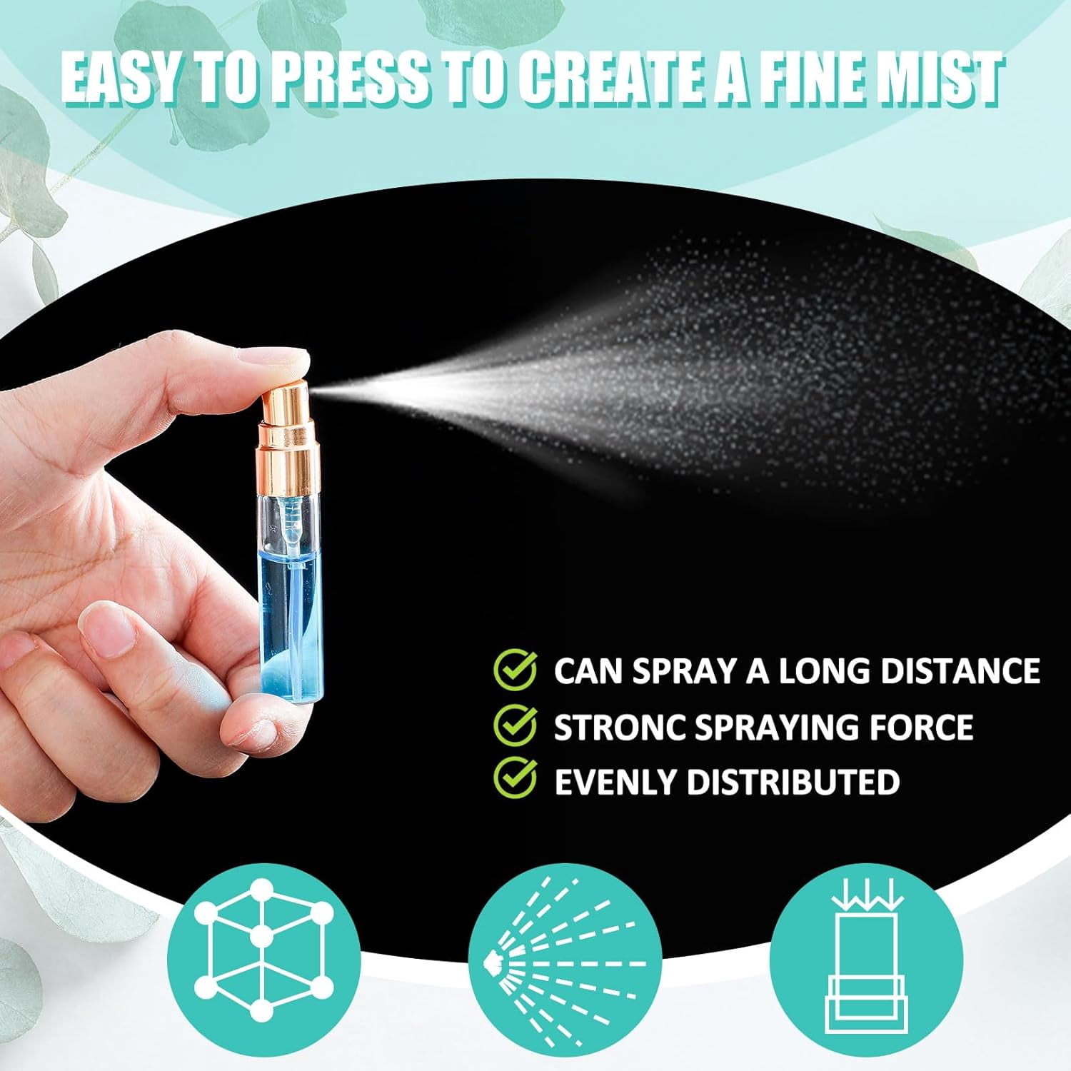 100 Pcs Mini Spray Bottles 5 ml Clear Glass Perfume Bottles Refillable Fine Mist Perfume Atomizer Portable Empty Sample Containers for Cleaning, Essential Oils, Travel (Gold Cap)