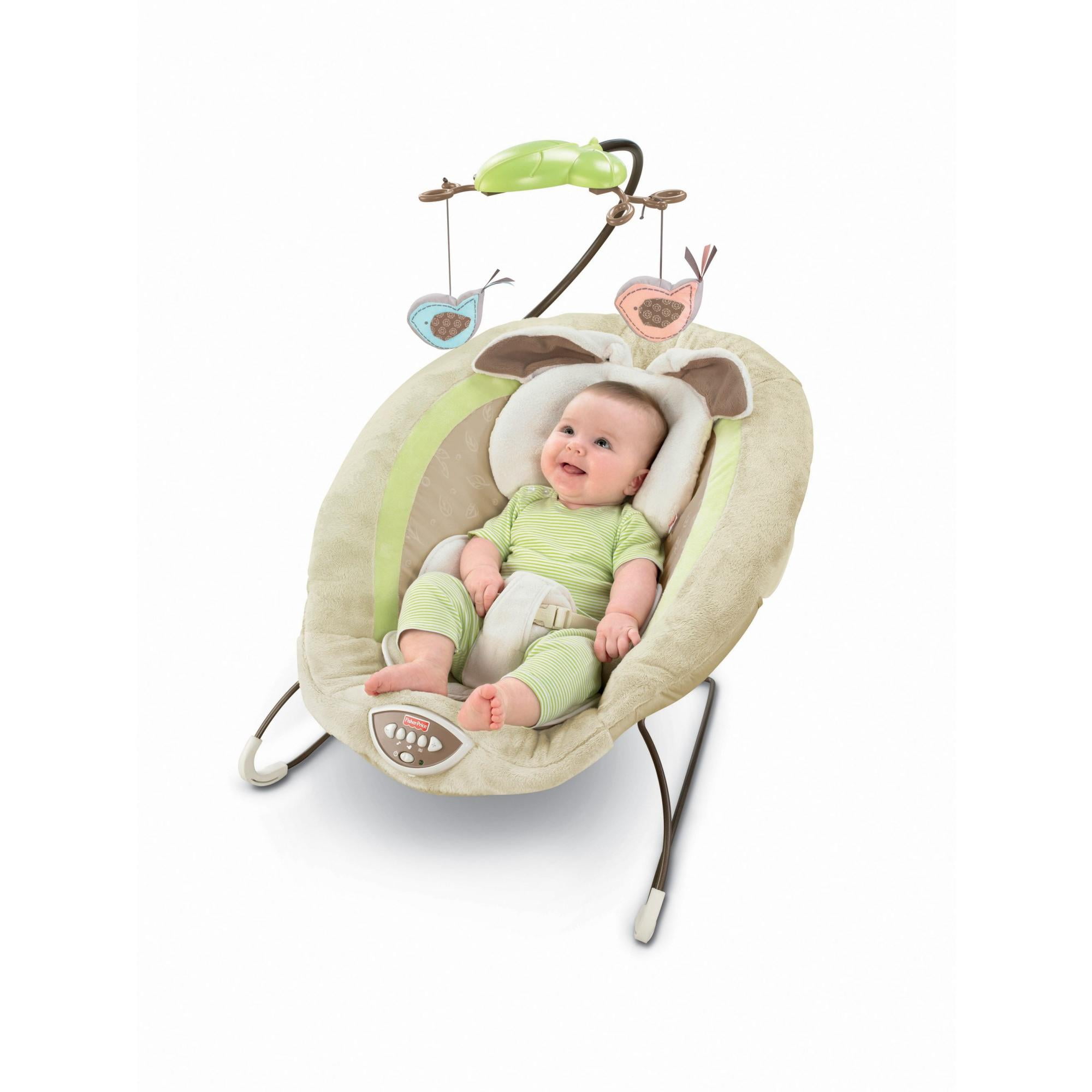 Rejsende købmand næse Sølv Fisher-Price Snugabunny Deluxe Bouncer with Music & Nature Sounds -  Walmart.com