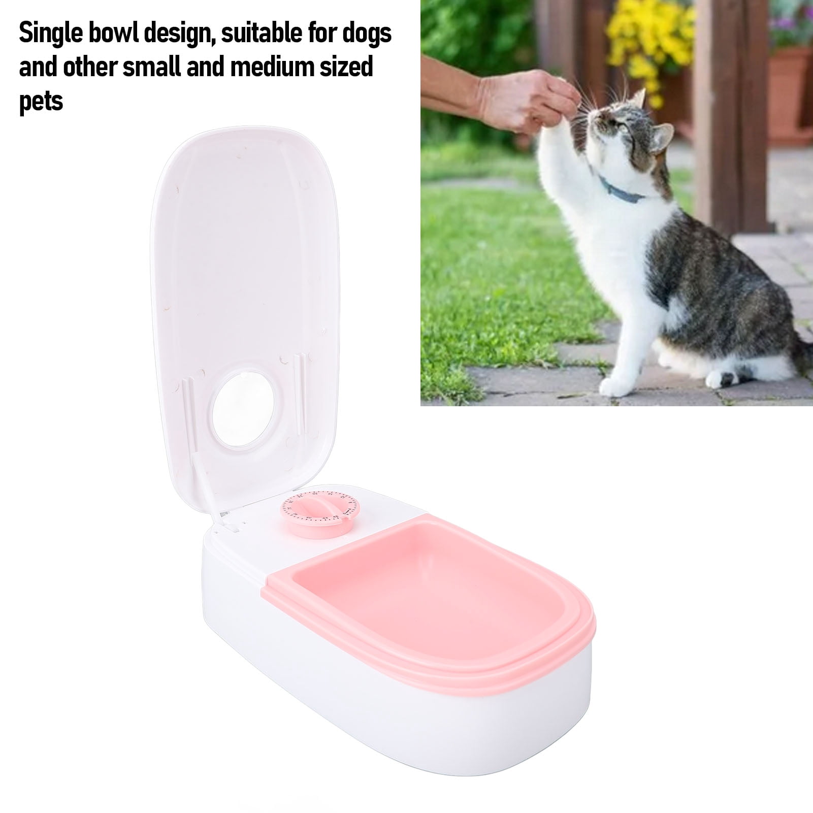 Riousery Automatic Pet Feeder Timed Maintain Freshness Dry Wet Food Dispenser Bowl for Cats and Dogs, Smart Programmable Timer, Pink, 9.84 inches / 25 cm