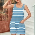 thumbnail image 2 of Womens Romper Shorts for Summer with Pockets Stripes Color Block Sleeveless Overalls Shorts Jumpsuits Outfits Blue,XL, 2 of 5