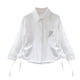 thumbnail image 5 of Blusas y camisas de manga larga con cuello redondo Camisa de manga larga con cuello de diamantes de imitación para niñas y niños de escuelas secundarias y grandes Blusa para niña, 5 of 8