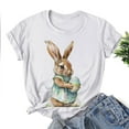thumbnail image 2 of ZQUUVOU Easter Shirts For Women Funny Bunny Print Short Sleeve T Shirt For Easter Day Tops B-White, 2 of 4