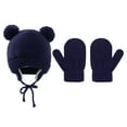 thumbnail image 2 of Kids Winter Hat Gloves Set for Girls Boys 1-3 Years,Toddler Earflap Beanie Ear Warmer Mittens Fleece Lined Set, 2 of 5