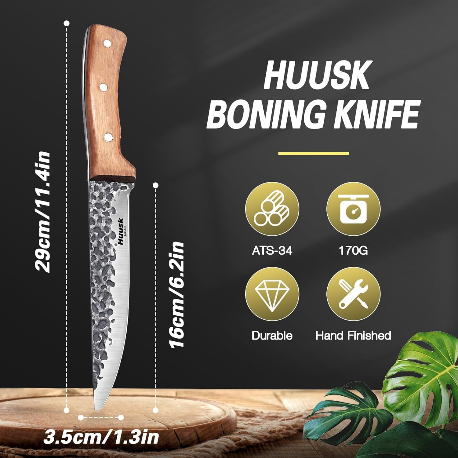 Huusk Knives from Japan, Boning Knife for Meat Cutting 6 inch, Butcher Knife for Brisket Trimming, Viking knives with Sheath, Full Tang Kitchen Utility Knife, Gift for Fathers and Mothers