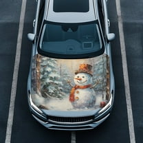 Uorisanigo Christmas Snowman Car Cover Protector Car Heat-Resistant Bonnet Banner Washable Stretch Car Hood Cover Protector for Most Automotive Sedans Trucks Pickup SUVs