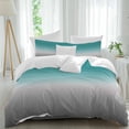 thumbnail image 2 of Teal Grey Ombre Duvet Cover Set, Turquoise Gradient Modern Abstract Art Soft Duvet Cover Queen Size Bedding Set 4 Pieces, 1 Quiltcover and 2 Pillowcases with Zipper, 1 Bed Sheet for All Seasons, 2 of 9