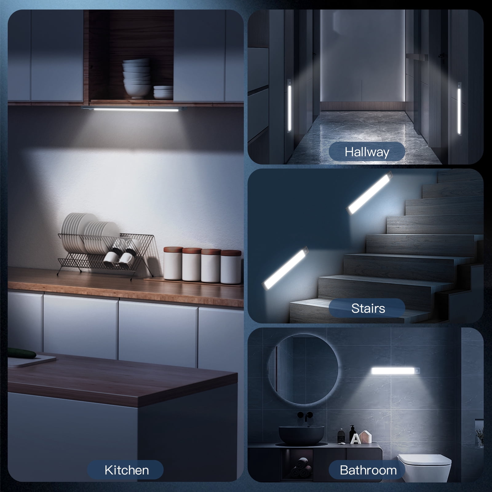 JNDFOFC Under Cabinet Lights, 40 LED Motion Sensor Light Indoor, USB Rechargeable Magnetic Dimmable Closet Lighting, Wireless Under Counter Lights for Kitchen, Stairs, 2 Pack