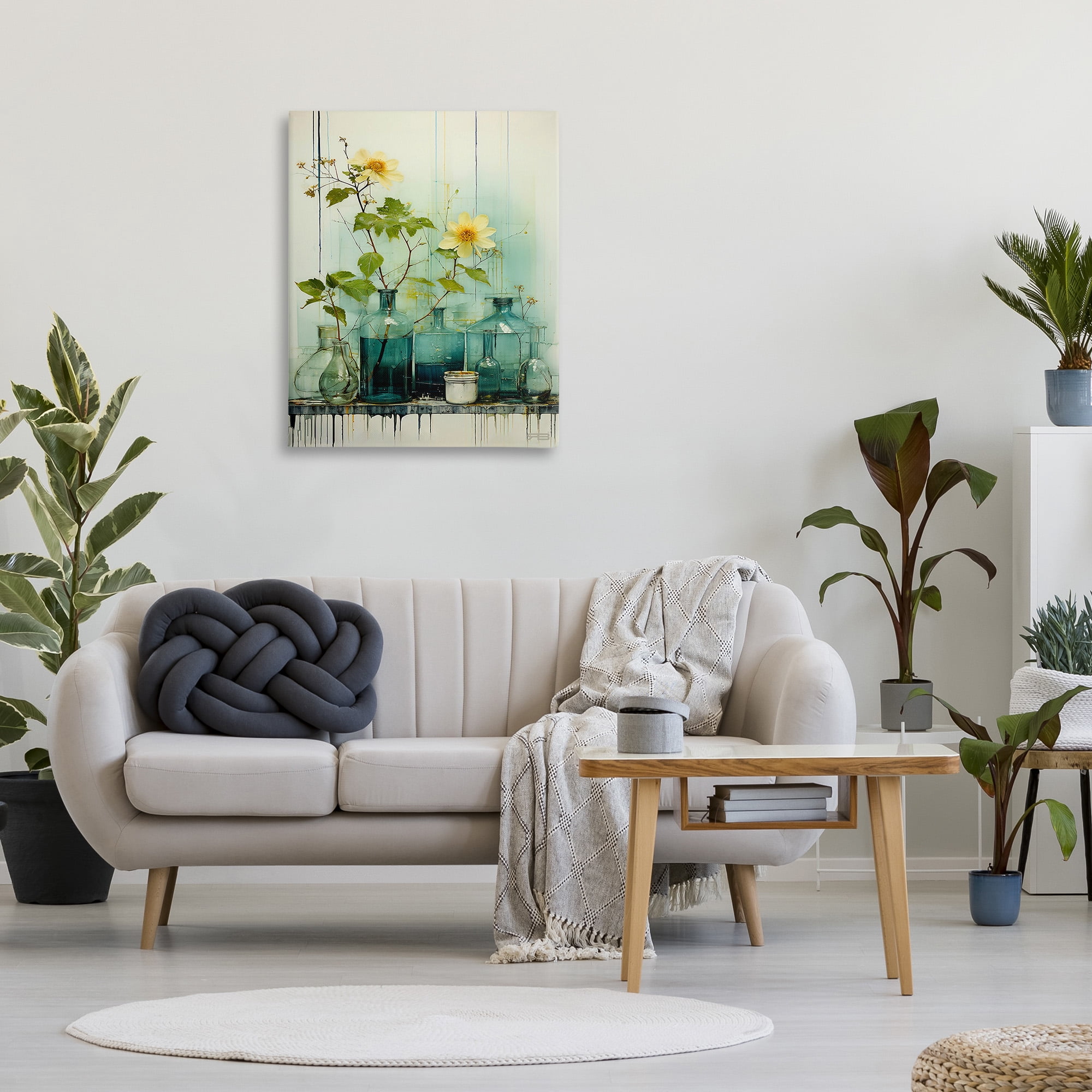 Stupell Industries Modern Jars & Florals Botanical & Floral Painting Gallery Wrapped Canvas Art Print Wall Art, 30 x 40