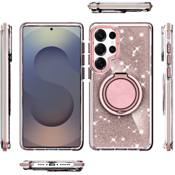 XPM for Samsung Galaxy S26 Ultra Phone Case, Slim Bling Glitter Sparkly Shimmer Hybrid with Magnetic Ring and 360° Rotational Stand [Compatible with Magsafe] Cover for Galaxy S26 Ultra (Gold)