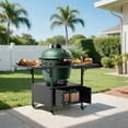 thumbnail image 2 of Outdoor Grill Table for Big Green Egg Style BBQ, Metal Grill Cart with 2 Folding Panels, Compatible with up to Large Green Egg, Kamado Joe Jr, 2 of 6