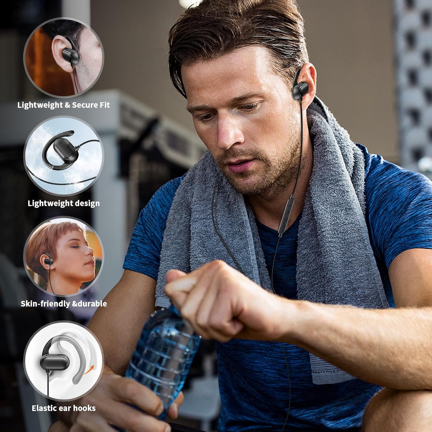 USB C Earbuds Over Ear Headphones for iPhone 17 16 Pro 15 Plus iPad 10th Gen Google Pixel 10 Pro 8 7 Open Ear Sport Headset Wired Type USB C Earphones with Microphone Volume Control Rotatable Earhook