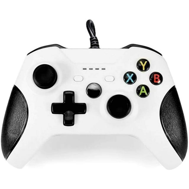 Wired Controller for Xbox One, Wired Xbox One Game Controller with Dual Vibration and Advanced Design USB Gamepad Joypad Controller for Xbox One/S/X/PC with Win 7/8/10 (White)(White)
