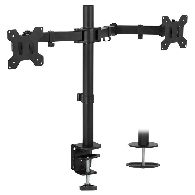 Soporte de Escritorio Dual Monitor Mount-It! Negro Ajustable para Dos Monitores LCD de 20 a 27 Pulga