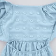 thumbnail image 5 of BRGZLK Girls Summer Dress Trendy Solid Color Ruffle Sleeve Round Neck Tiered A-Line Dress Casual Tie Back Princess Dress Light Blue 9-10 years, 5 of 6