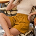 thumbnail image 5 of Endives Womens Wide Leg Short Pants Elastic Waist Loose Cuffed Shorts Casual Short with Pockets M-4XL Yellow, 5 of 5