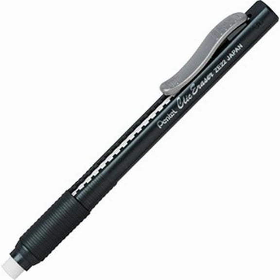 Black Rubber Clic Eraser with Grip - Pack of 12