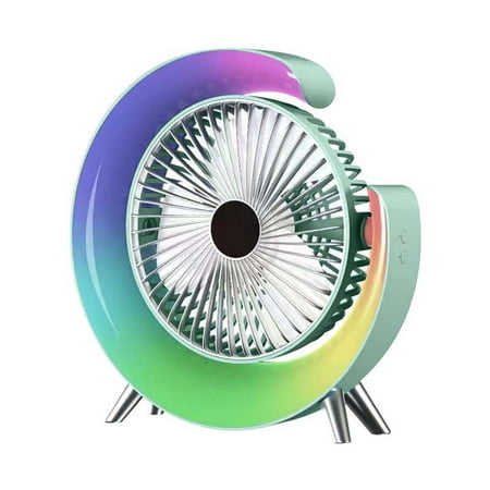 

Colorful Light USB Charging Desktop Fan Led Atmosphere Light Home Office Dormitory Portable Fan Computer Desk Decoration Circulation Wind Fans Small