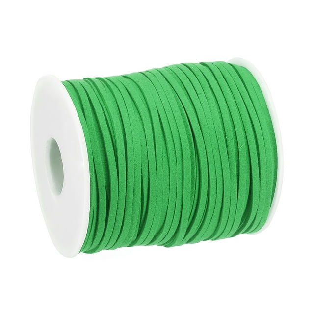 Gamuza Cordón, 49,21 Yardas 2,6mm Plano Cuero Hilo Cuerda para Monedero Bolso Zapato Cordón Bricolaje Artesanía Pulseras Fabricación, Oscuro Verde 1 Rollo