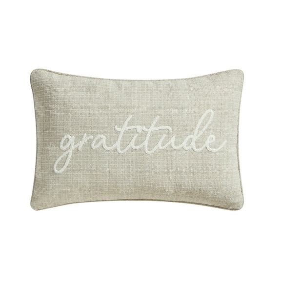 Way to Celebrate 14" x 22" Beige Embroidered Gratitude Oblong Decorative