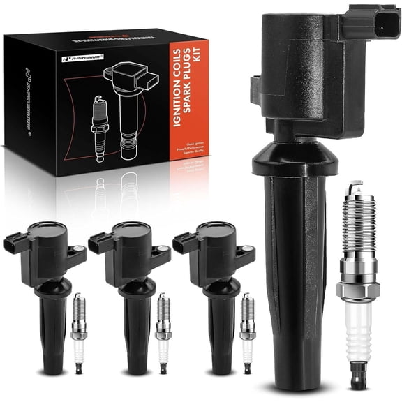 A-Premium Set of 4 Ignition Coil Pack and Iridium Spark Plugs Compatible with Ford Escape, Fusion, C-Max, Police Responder Hybrid, Lincoln MKZ