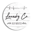 thumbnail image 1 of Laundry Help Wanted White Woodgrain 24 inch Glass Round Wall Hanging Sign, 1 of 4
