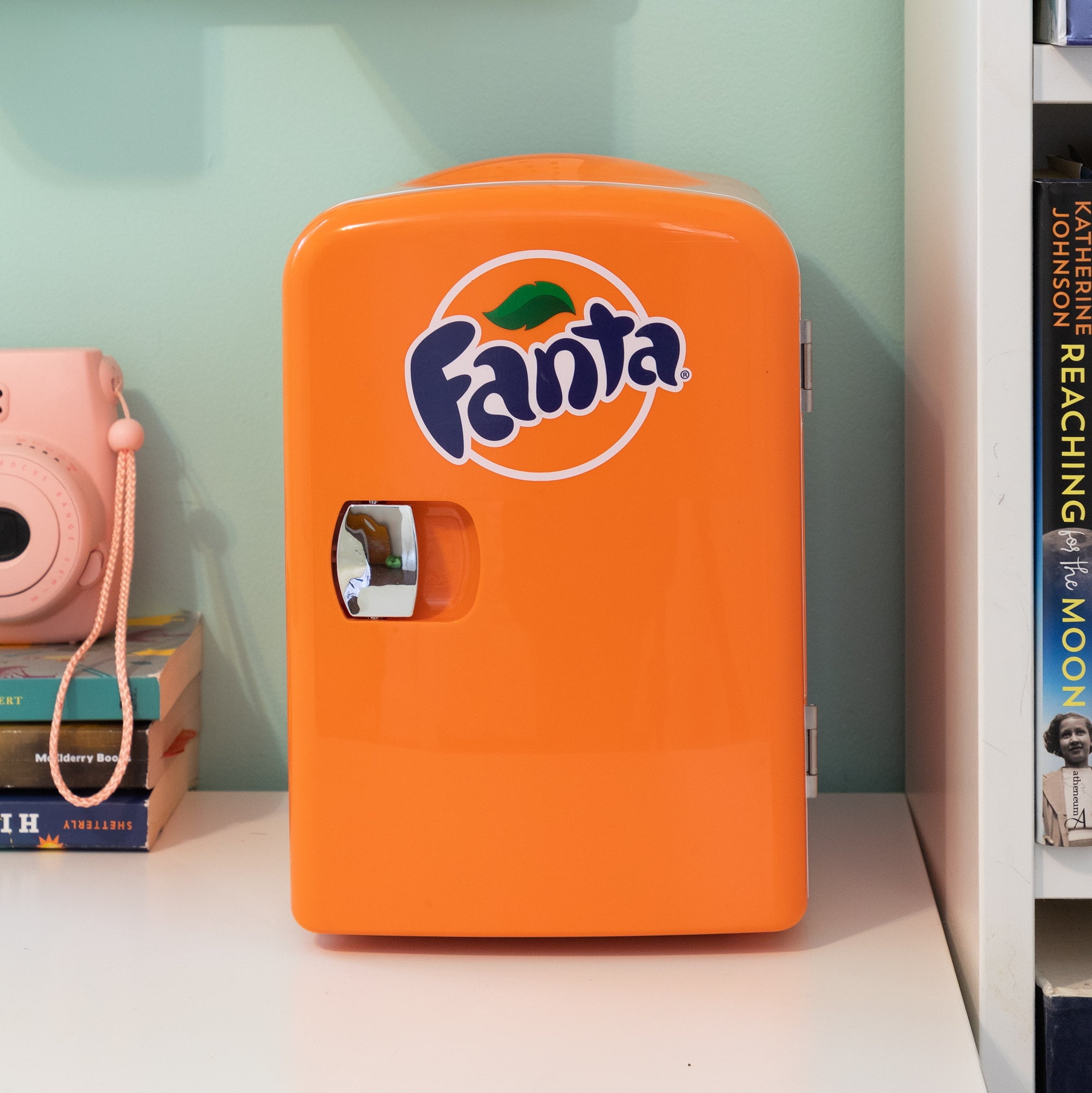Coca-Cola Fanta 4L Mini Cooler Warmer 12V DC and 110V AC Cords, 6 Can Portable Mini Fridge, Personal Travel Refrigerator for Travel ,Orange