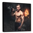 thumbnail image 2 of Designart "Muscular Athlete Grasping Fiery Barbell" Aerobic & Bodybuilding Floater Framed Wall Art Prints, 2 of 5