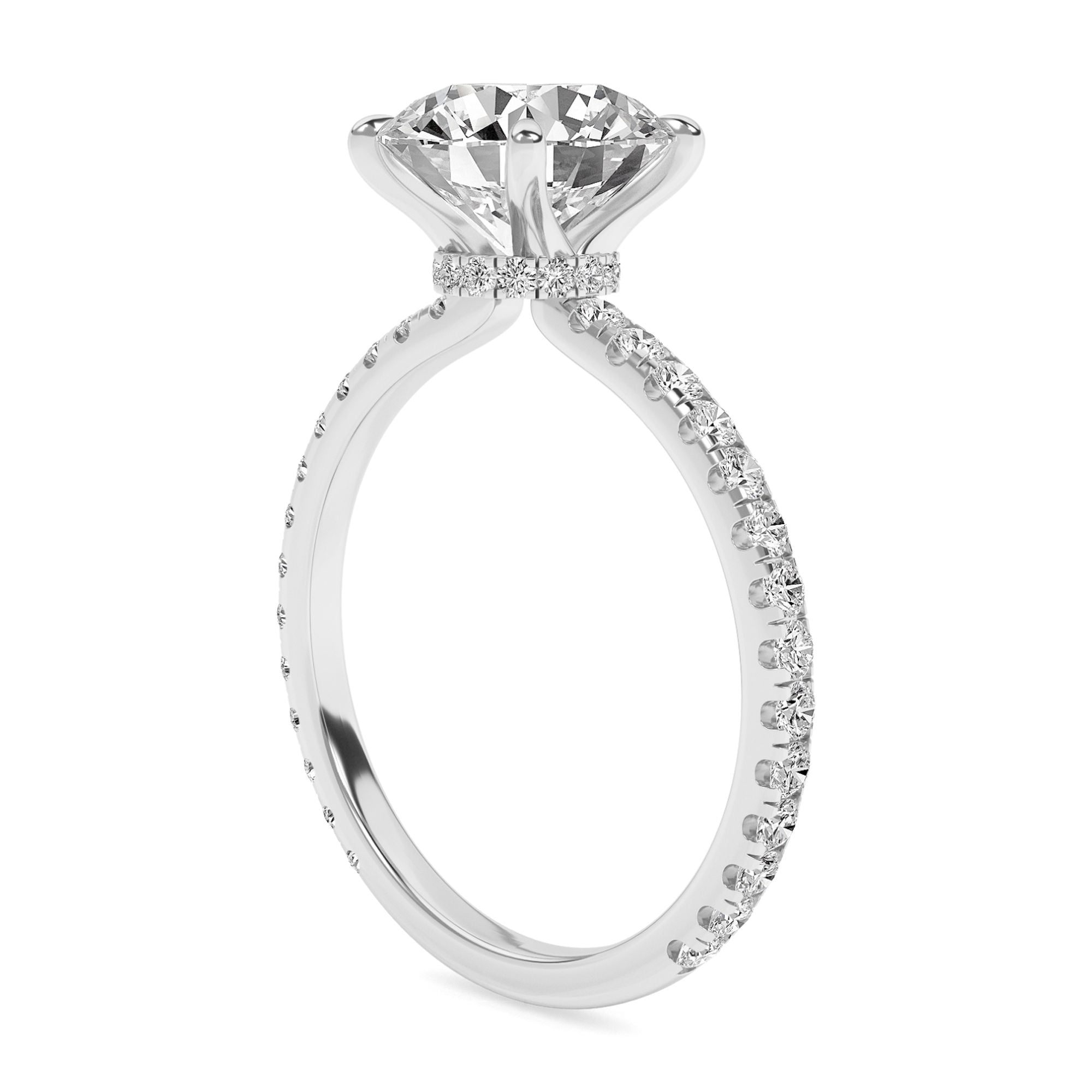 AFFY 2.40 Carat (ctw) Solitaire Engagement Ring For Womens, Round Lab Created Moissanite Stackable Promise Ring For Her In 14k White Gold Over Sterling Silver | VVS1 Quality Ring Size-4.5