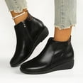 thumbnail image 4 of Bottes Cheville Féminines Noires avec Fermeture Éclair Latérale, Bout Rond et Talon Compensé pour la Saison Hivernale, Confortables et Chic pour un Usage Décontracté, 4 of 9