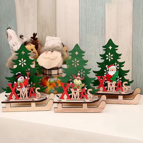 Wooden Christmas Tree Santa Sleigh 3D Puzzle DIY Ornament Home Decor Gift Craft 