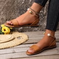 thumbnail image 3 of Xucatan Women's Flat Ankle Strap Sandals, Adjustable Buckle Wide Band Summer Shoes, Elastic Heel Support Low Heel Footwear, Versatile Solid Color Design for Spring Outdoor Gift, 3 of 9