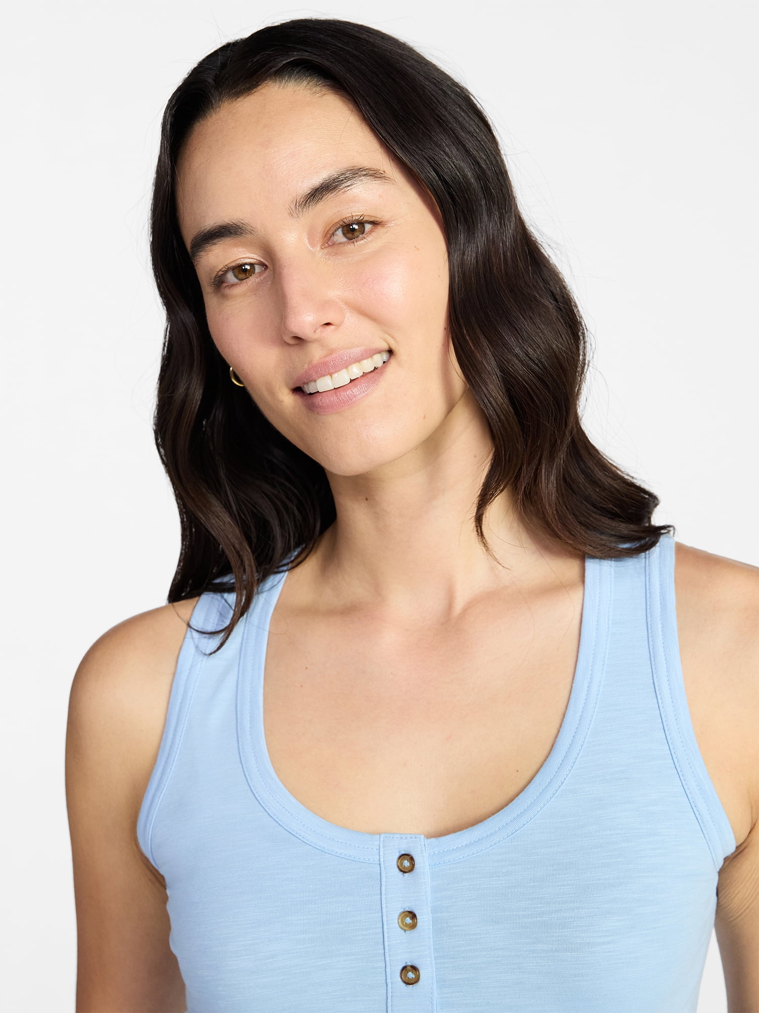 Time and Tru Women’s Slub Henley Tank Top, sizes XS-XXXL