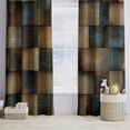 thumbnail image 3 of Brown and Blue Geometry Color Block Splicing Blackout Curtains for Bedroom 2 Panels Out Curtains for Living Room Grommet Thermal Insulated Room Darkening Window Drapes-52"W x 84"L (Pack of 2), 3 of 7