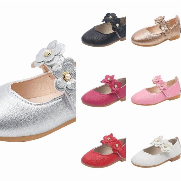Wdgfv Toddler Girls Mary Jane Dress Shoes,Wedding Party Little School,Soft Sole Flower Leather,Princess Baby Shoes 18-24 Months