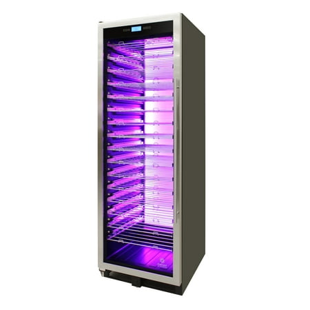 Vinotemp - 141-Bottle Single Zone Wine Cooler with Backlit Panel and Left Hinge - Silver