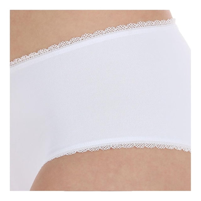 Boxer Marel T M Blanco, bóxer femenino blanco de microfibra con ajuste perfecto y detalles de puntas decorativas en cintura y piernas, diseñado para comodidad diaria en ropa interior femenina y uso cotidiano.