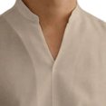 thumbnail image 4 of LEAVINGSUO Mens Dress Shirts Stand Collar Solid Color Casual Button Pocket Long Sleeve Shirt Khaki XL, 4 of 4