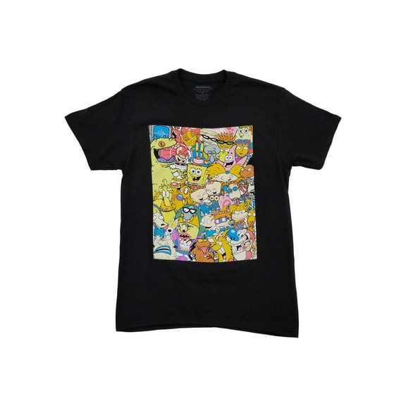 Nickelodeon Mens Black Nicktoons Rugrats Rocko SpongeBob CatDog T-Shirt Medium