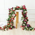thumbnail image 3 of Visland 2PCS Artificial Rose Flower Garland for Home Decoration Wedding Garden Arch Spring Autumn DIY Decoration Fake Flower Vine,11.5FT/Each, 3 of 7
