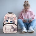 thumbnail image 3 of POLERO Cat Paws Hearts Design Adjustable Shoulder Strap School Backpack, Polyester Material Large Capacity Side Pocket Travel Backpacks for Hiking, 3 of 10