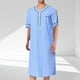 thumbnail image 5 of Camisas de Manga Larga de los Hombres, Cuello en V de Verano de Color Sólido Bolsillo Musulmán Roba Blusas Conjuntos para el Uso Casual Y Diario, 5 of 6