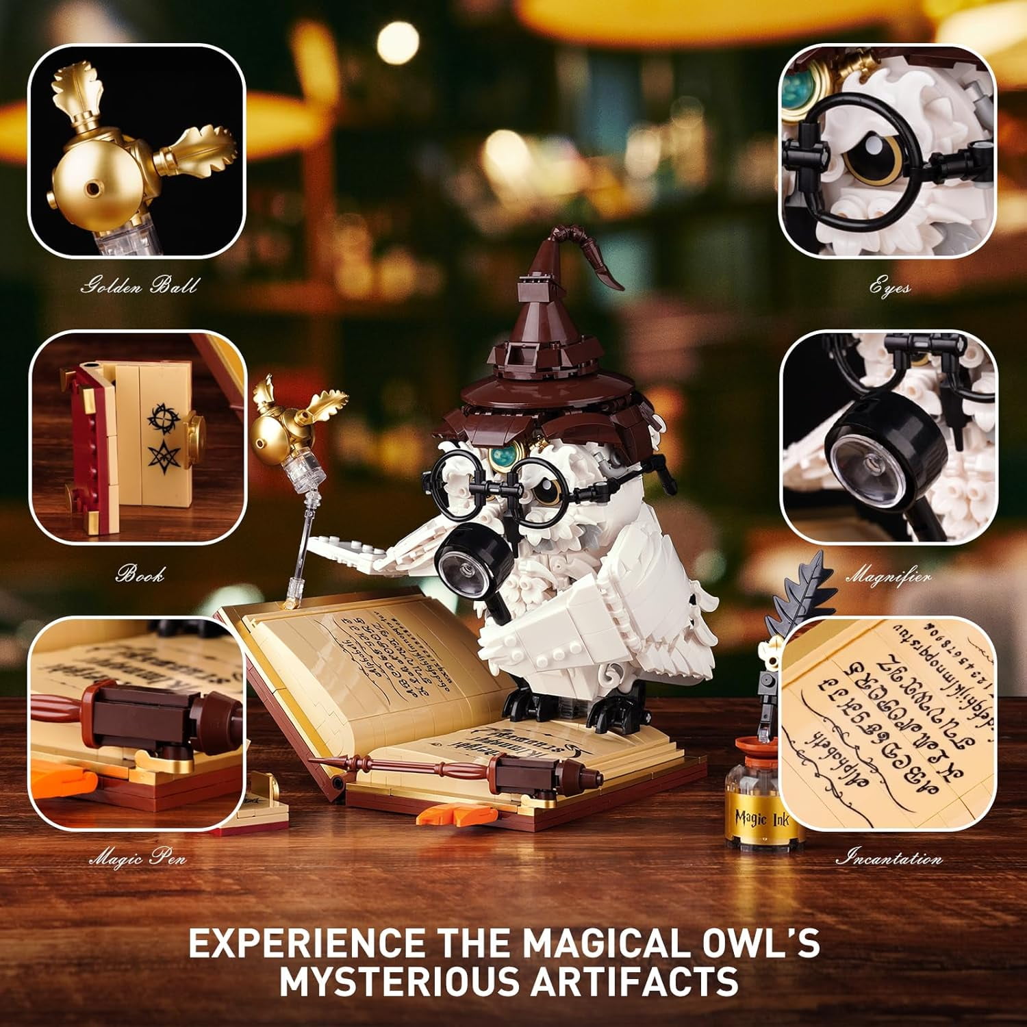 Honchoes Owl Building Set Bird Animal with LED for Adults Compatible with Lego 1162 Pcs