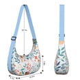 thumbnail image 3 of Corduroy Shoulder Bag with Floral and Hummingbird Illustration Adjustable Strap Compact and Portable Perfect for Spring and Summer Outings, 3 of 5