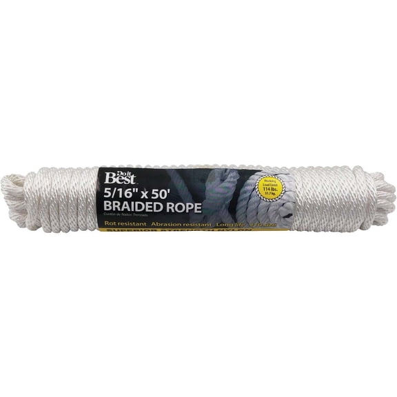 Do it Best 5/16 In. x 50 Ft. White Braided Nylon Packaged Rope 721892