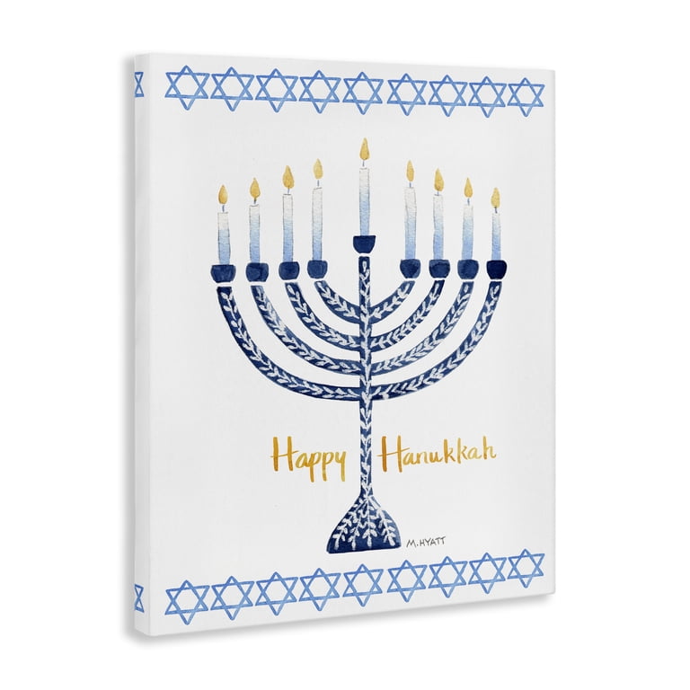 Stupell Victorian Happy Hanukkah Holiday Menorah Canvas Art photo 2