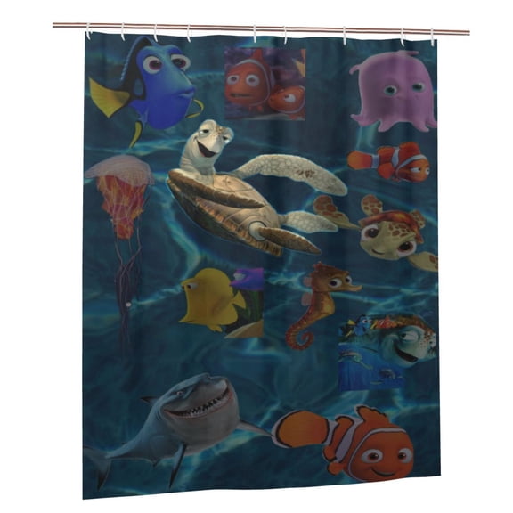 Finding Nemo Shower Curtain, Lovely Cartoon Shower Curtains Set for Kids Boys Girls College Dorm Bathroom, Waterproof Restroom Bathtub Decor Accessories with 12 Hooks 60"X72" Plastic